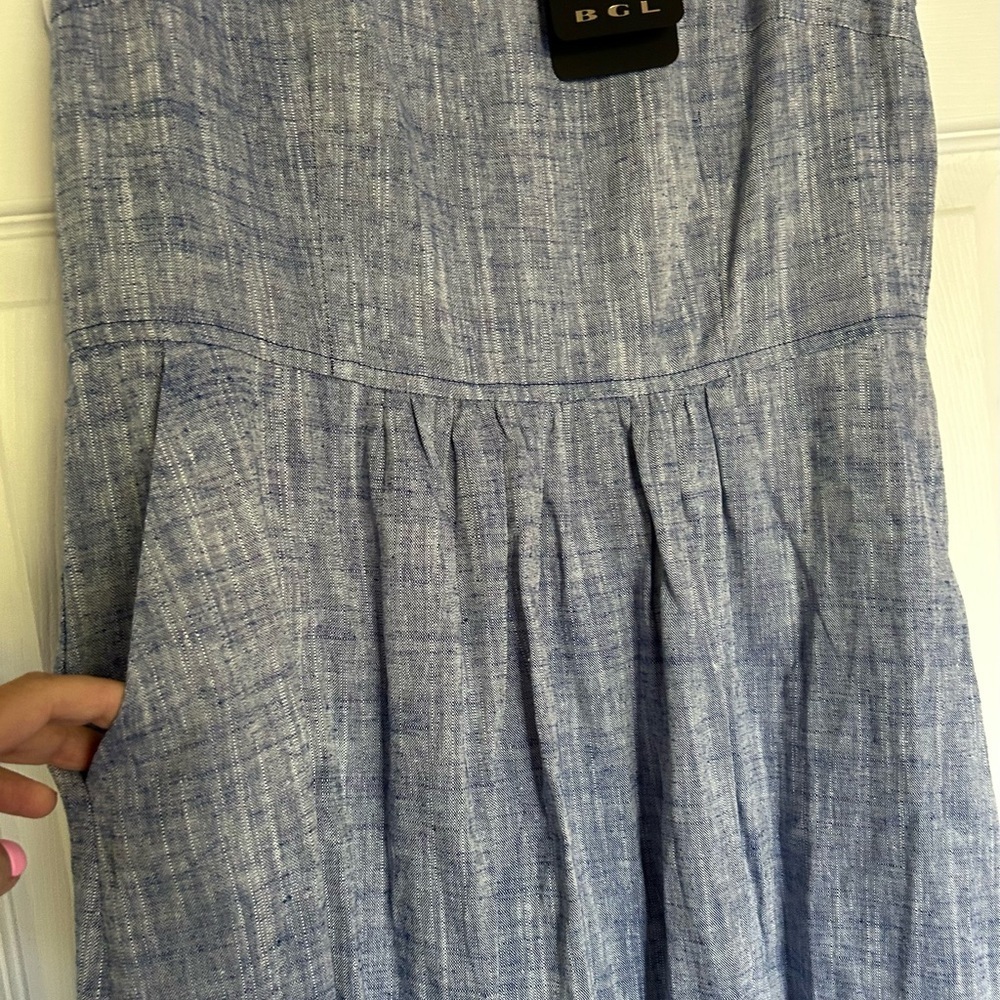 BGL Blue Chambray Sleeveless Linen Blend Maxi Dress Size 6 NEW MSRP 345.00 - Picture 2 of 12